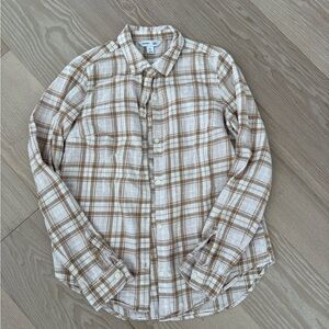 Old Navy Plaid flannel Button Down Shirt - Brown and Cream
